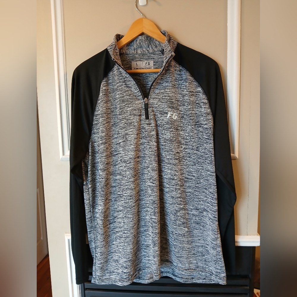 FG Gray and Black Quarter-Zip Pullover Adult Large